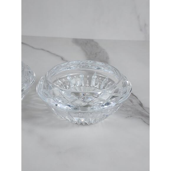 Princess House Candle Holder 4 1/2" Highlights Clear Lead Crystal Reversible x2 - Picture 6 of 15